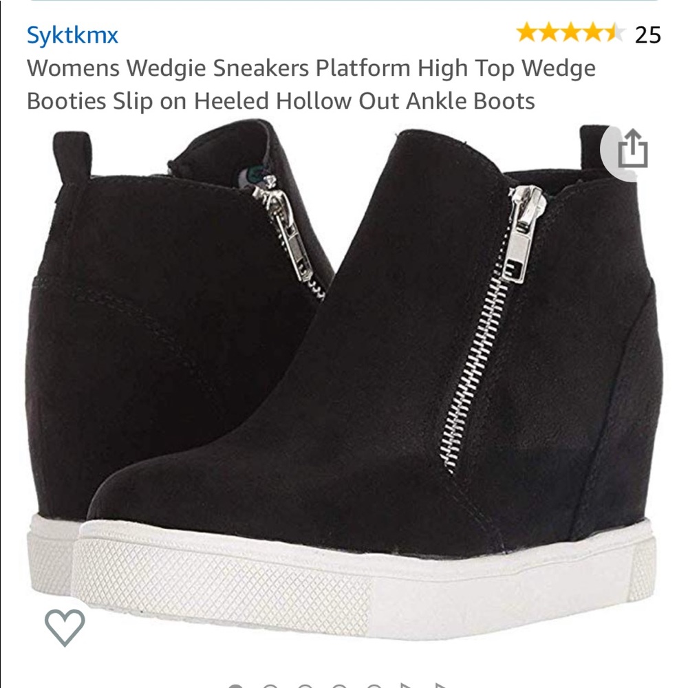 Black Wedge Platform Sneaker Booties